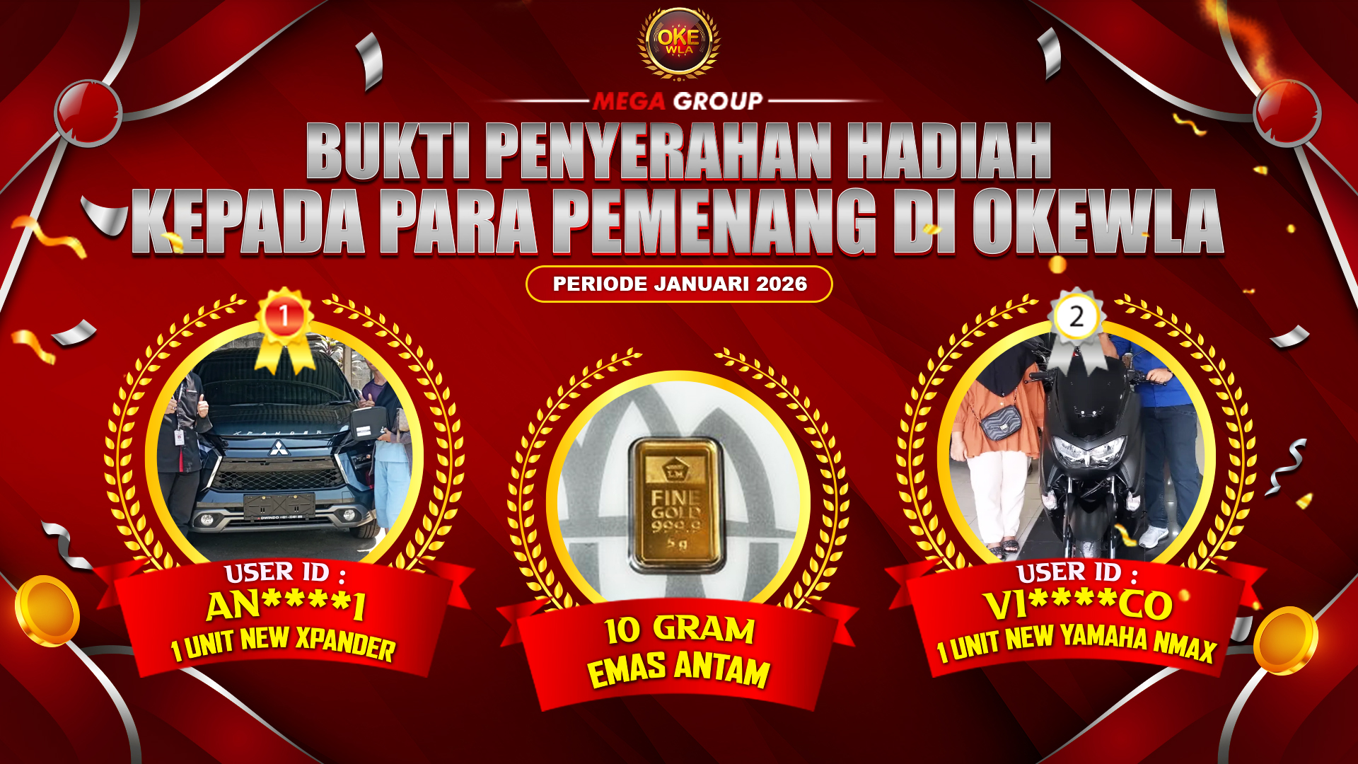 	Selamat Kepada Member Setia okewla Sudah Memenangkan Satu Unit Mobil Pajero Sport